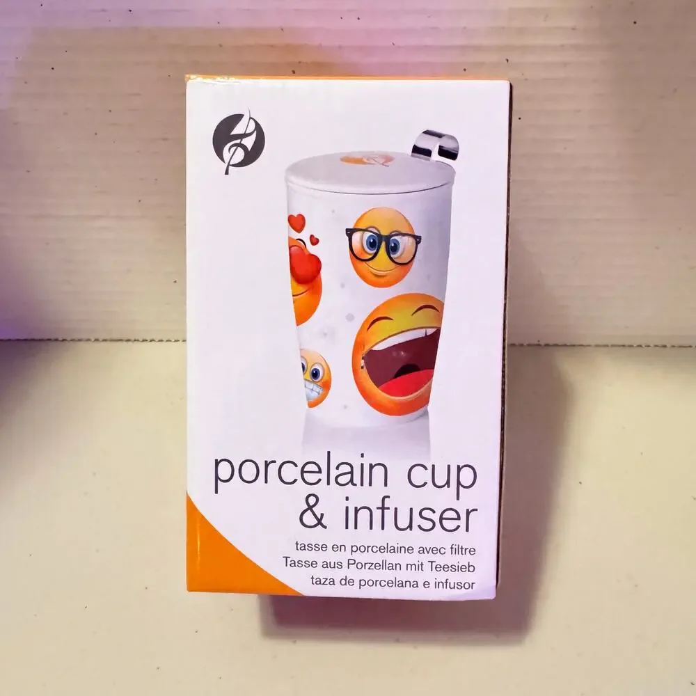 Emoji Porcelain Cup and Infuser for Loose Leaf Tea new in box